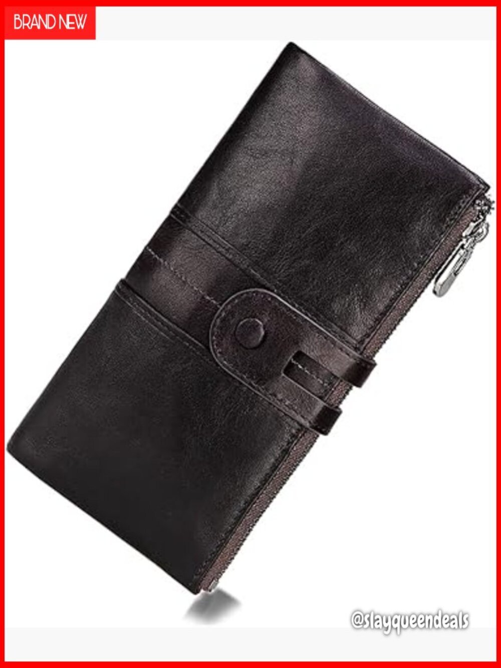Genuine Leather RFID Blocking Bifold Wallet with 12 Card Slots